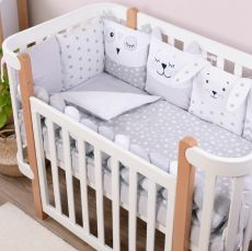 Дитячий постільний комплект Veres Smiling animals white-gray 6 одиниць, 100% бавовна